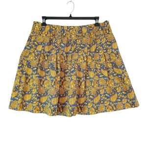 Boden Paisley Skirt Womens Sz 16/18 Pockets Cotton Pleated Boho Cottage Retro‎